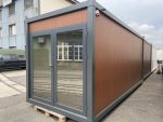 Contenedor de oficina de 6 metros «Prestige» – ventanas de cristal espejo y doble puerta (diseño moderno)