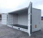 Contenedor marítimo 20 pies High Cube Open Side – gris claro (nuevo – apertura total)