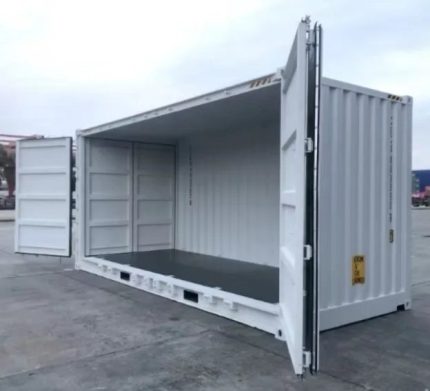 Contenedor marítimo 20 pies High Cube Open Side – gris claro (nuevo – apertura total)