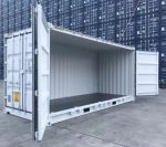 Contenedor marítimo 20 pies High Cube Open Side – gris claro (nuevo – apertura total)