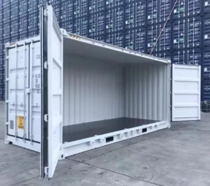 Contenedor marítimo 20 pies High Cube Open Side – gris claro (nuevo – apertura total)