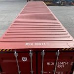 Contenedor marítimo 40 pies High Cube – rojo (nuevo, primer viaje – altura extra)