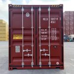 Contenedor marítimo 40 pies High Cube – rojo (nuevo, primer viaje – altura extra)