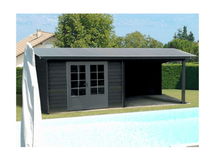 Abri Pool House de composite y aluminio 6x3 m – espacio relax y almacenamiento (gris claro)