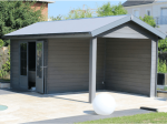 Abri Pool House de composite y aluminio 6x3 m – espacio relax y almacenamiento (gris claro)