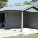 Abri Pool House de composite y aluminio 6x3 m – espacio relax y almacenamiento (gris claro)