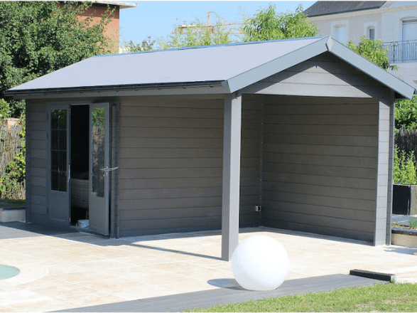 Abri Pool House de composite y aluminio 6x3 m – espacio relax y almacenamiento (gris claro) Abri Pool House de composite y aluminio 6x3 m – espacio relax y almacenamiento (gris claro)