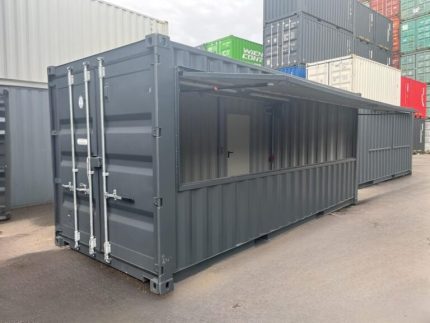 Contenedor de 20 pies equipado «bar quiosco» – portón de gas y aislamiento (gris antracita)