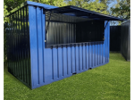 Bar contenedor desmontable XL 4x2 m – quiosco modular de acero galvanizado (flat pack para eventos)