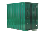Contenedor de jardín 1,5 x 2,2 m – caja de acero galvanizado verde RAL 6005 (suelo y rampa incluidos)