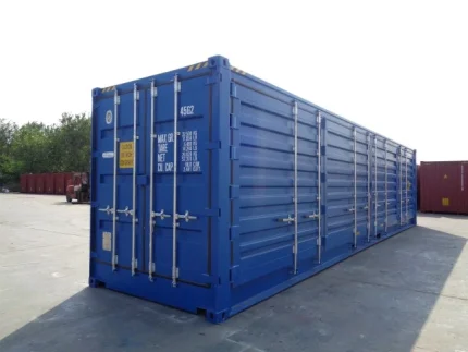 Contenedor marítimo 40 pies High Cube Open Side – azul (nuevo primer viaje – apertura total)