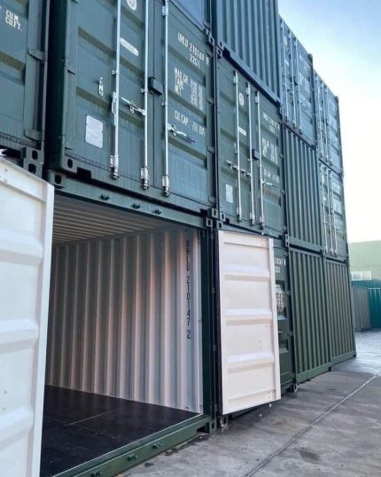 Contenedor marítimo 20 pies High Cube (HC) – verde (nuevo primer viaje – altura extra 2,89 m)