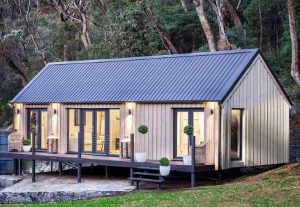 Casa modular moderna de madera con terraza incluida