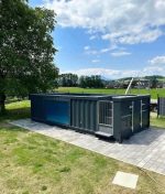 Piscina contenedor premium 8 m con cristal panorámico