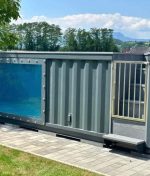 Piscina contenedor premium 8 m con cristal panorámico