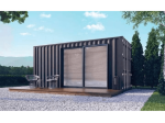 Módulo habitable T0 en contenedor (4x3 m) – diseño moderno y aislamiento premium de lana de roca