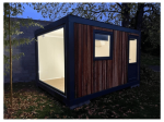Módulo contenedor habitacional 4x3 m «Aménagé» – diseño moderno en madera IPE (ventana panorámica)