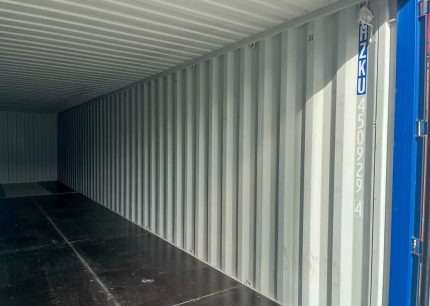 Contenedor marítimo 40 pies High Cube – azul (nuevo, primer viaje – altura extra)