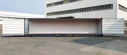 Contenedor marítimo 40 pies High Cube Open Side – gris antracita (nuevo – apertura total 12 m)