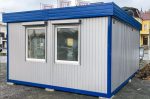 Módulo comercial 29,4 m² (6×4,9 m) – tienda prefabricada aislada con persianas y calefacción