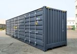 Contenedor marítimo 40 pies High Cube Open Side – gris antracita (nuevo – apertura total 12 m)