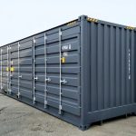 Contenedor marítimo 40 pies High Cube Open Side – gris antracita (nuevo – apertura total 12 m)