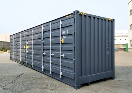 Contenedor marítimo 40 pies High Cube Open Side – gris antracita (nuevo – apertura total 12 m)