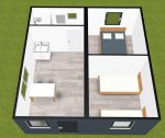 Casa contenedor 35 m² «A Cottage» – vivienda 4 estaciones (aislamiento premium 100 mm PUR)