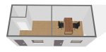 Contenedor social 21 m² (7x3 m) – vestuario con WC y calefacción (aislamiento premium 100 mm)