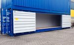 Contenedor marítimo 40 pies High Cube Open Side – gris antracita (nuevo – apertura total 12 m)