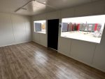 Pabellón modular de oficina 3x6 m (18 m²) – acristalado con puerta de cristal (nuevo y aislado)