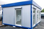 Módulo comercial 29,4 m² (6×4,9 m) – tienda prefabricada aislada con persianas y calefacción