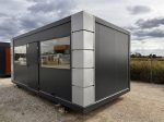 Pabellón modular de oficina 3x6 m (18 m²) – acristalado con puerta de cristal (nuevo y aislado)