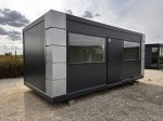 Pabellón modular de oficina 3x6 m (18 m²) – acristalado con puerta de cristal (nuevo y aislado)