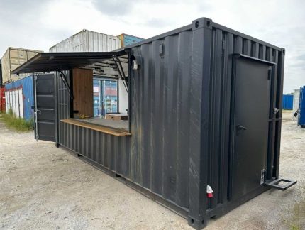 Contenedor restaurante 20 pies – quiosco móvil «street food» (usado – distribución unidireccional)