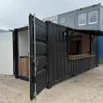 Contenedor restaurante 20 pies – quiosco móvil «street food» (usado – distribución unidireccional)