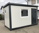Contenedor oficina y vivienda 4×2,2 m con baño y ducha – aislamiento 7,5 cm (puerta Hörmann)