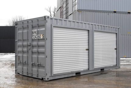 Contenedor de 20 pies modificado con 2 puertas enrollables laterales (repintado)