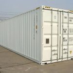 Contenedor 40 pies High Cube (HC) nuevo «primer viaje» – blanco (12 m x 2,90 m)